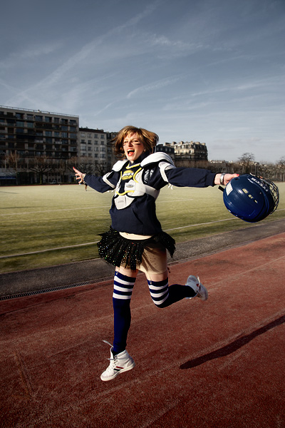 Justine running (flying?)